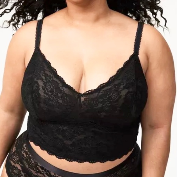 Torrid Unlined Lace Bralette Sz 2 black Semi-Sheer - Picture 1 of 12